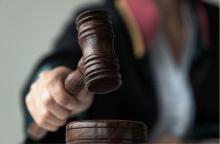 judge with gavel deciding a case